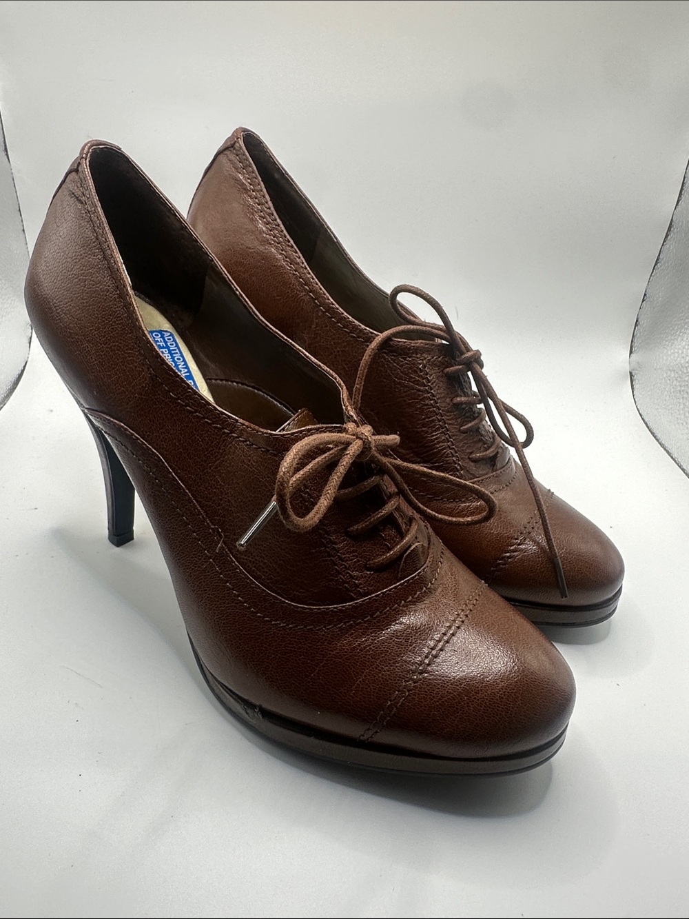Brown Lace-Up High Heel Women's Oxford Shoes size 7.5